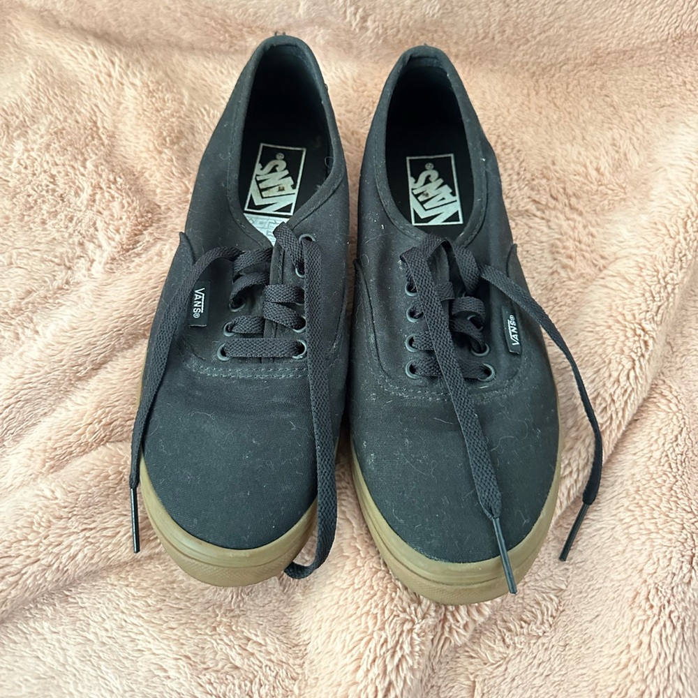 Black and tan bottom Vans